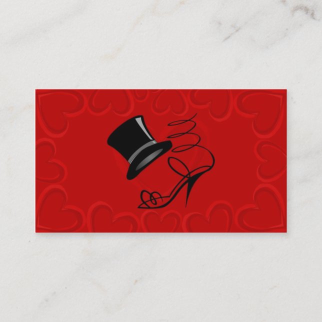 Cartes Cherry Red Hearts Top Hat et High Heel Plac (Devant)