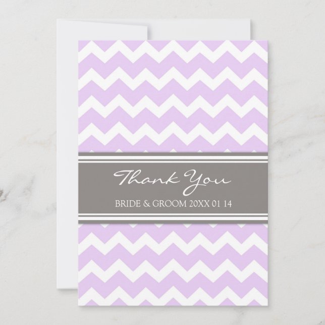 Cartes Chevron gris pourpre de Merci de mariage (Devant)