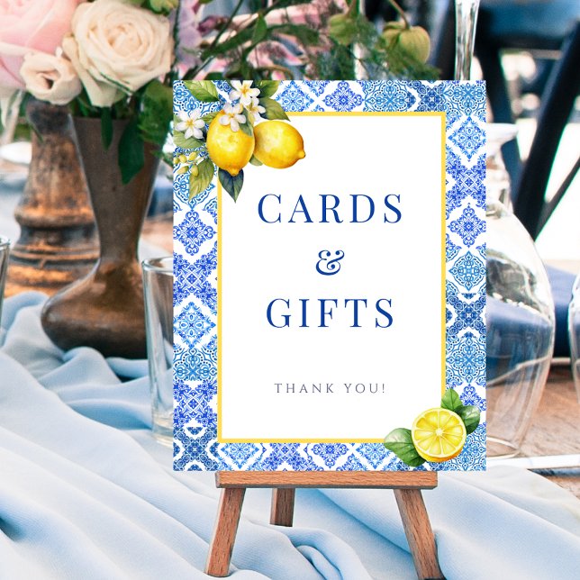 Cartes Citron Italiennes Cadeaux Mariage Poster (Italian Lemon Cards Gifts Wedding Sign Poster)