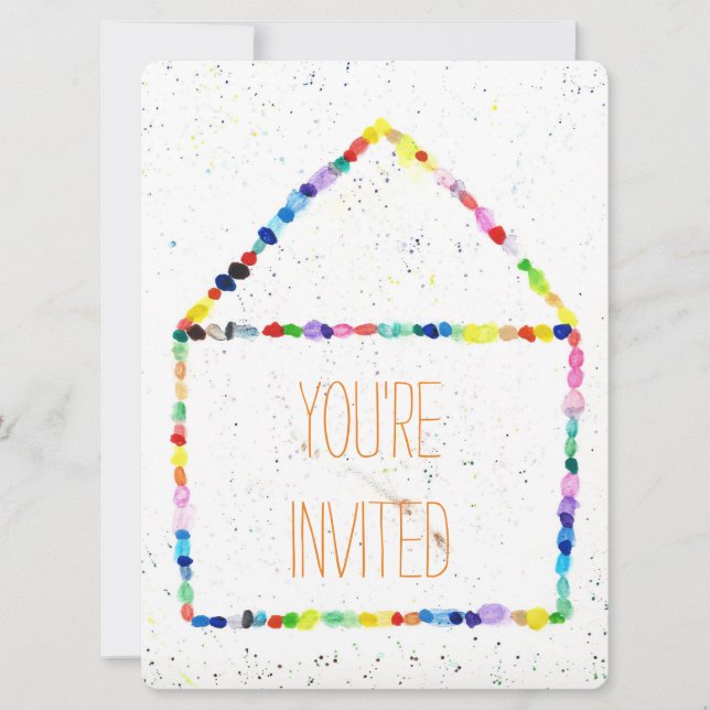 Cartes colorées WaterColor house 'You are Invited' (Devant)