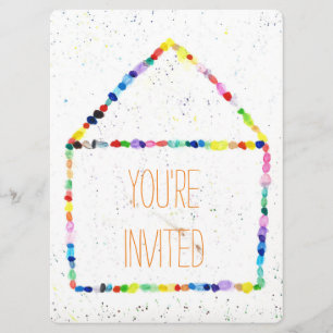 Cartes colorées WaterColor house 'You are Invited'