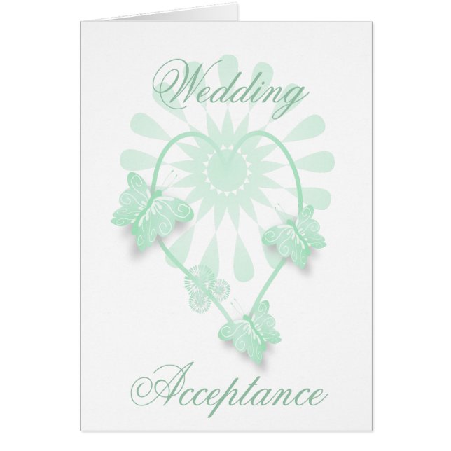 Cartes d'acceptation du mariage Coeurs papillons (Devant)