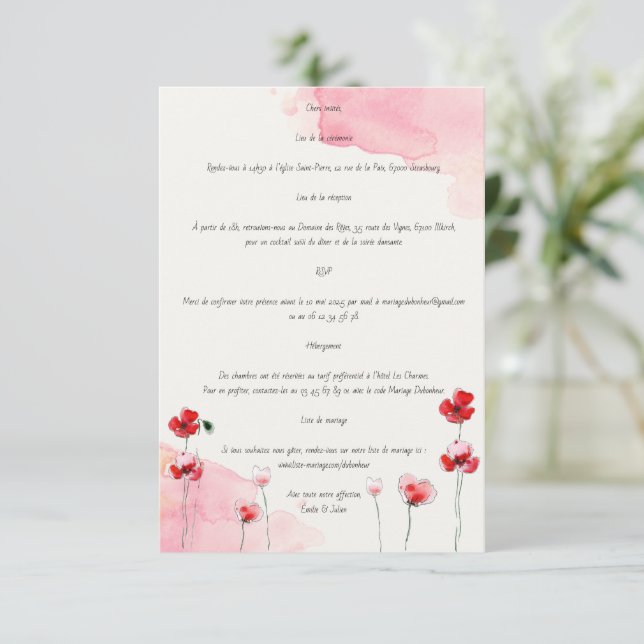 Cartes d'accompagnement "Coquelicots" (Debout devant)