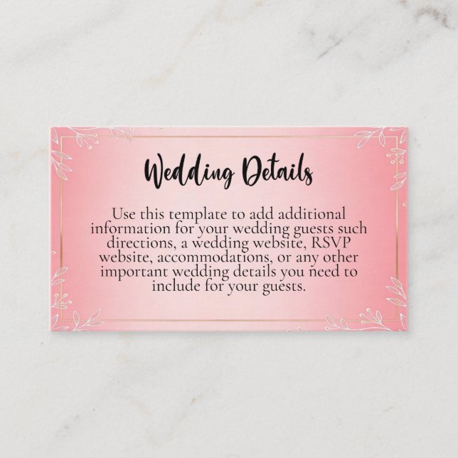 Cartes d'accompagnement de mariage Bubblegum Blush (Devant)