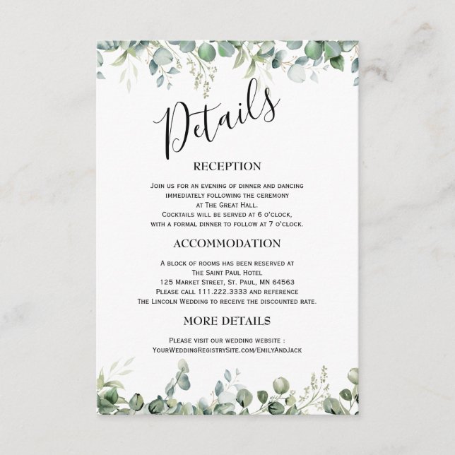 Cartes d'accompagnement de mariage minimaliste ave (Devant)