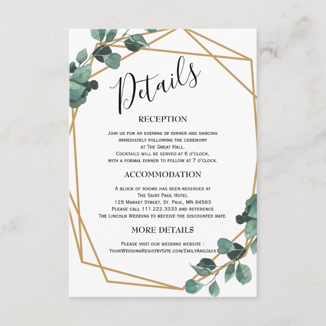 Cartes d'accompagnement de mariage minimaliste ave (Devant)