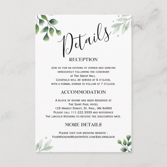 Cartes d'accompagnement de mariage minimaliste ave (Devant)