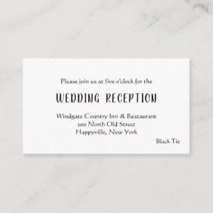 Cartes d'accompagnement de réception de mariage en