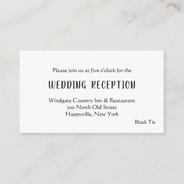 Cartes d'accompagnement de réception de mariage en (Devant)