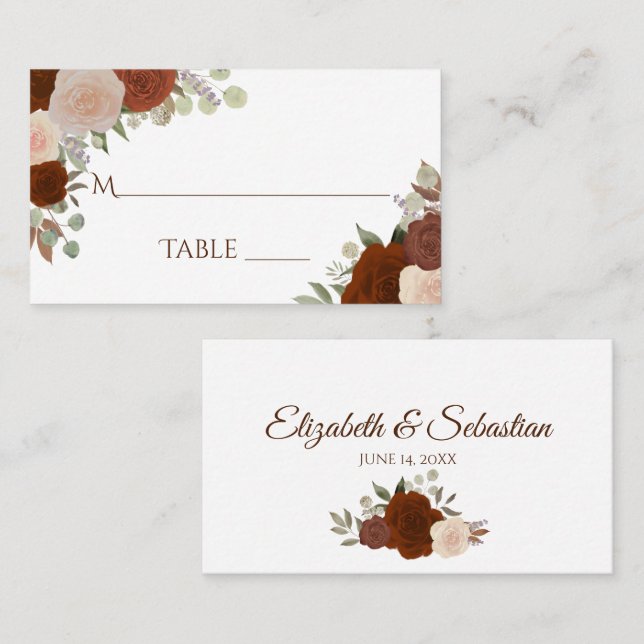 Cartes d'accompagnement Mariage Roses Orange Rouil (Devant / Derrière)