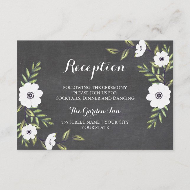 Cartes d'accueil aux Anémones peintes sur tableau  (Devant)