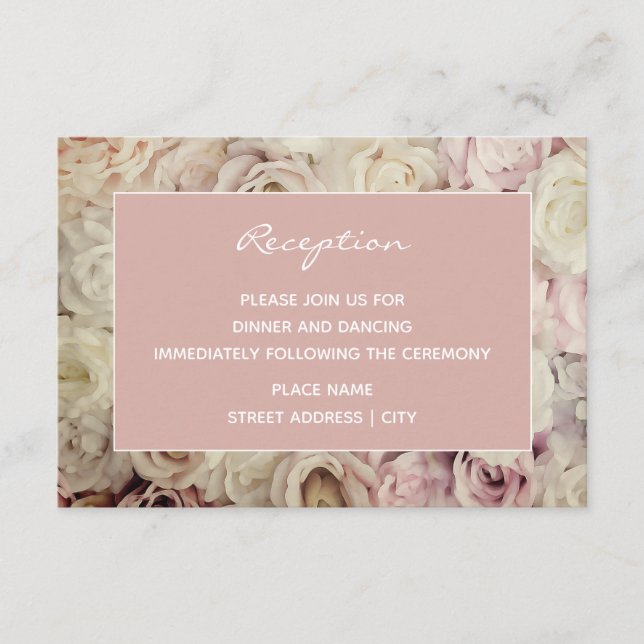 Cartes d'accueil de mariage rose Rose roux (Devant)