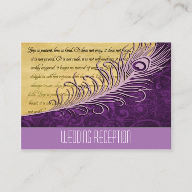 Cartes d'accueil de mariage Vintage violet Peacock (Devant)