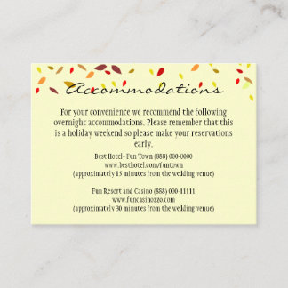 Cartes d'accueil et d'hébergement mariage de autom