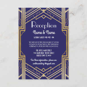 Cartes d'accueil Gatsby Art Déco Gold Wedding