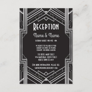 Cartes d'accueil Gatsby Art Déco Mariage Argent