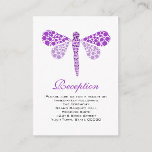 Cartes d'accueil Mariage libellule violette & blan