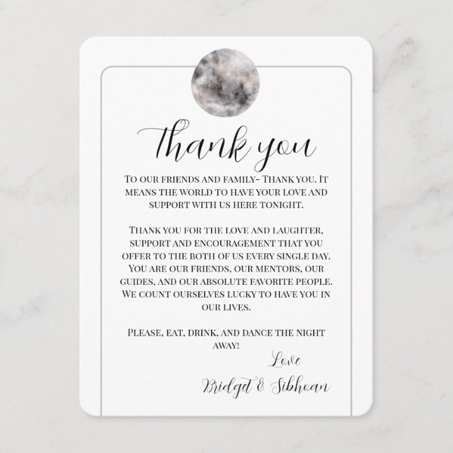 Cartes d'accueil Merci Pleine lune (Devant)