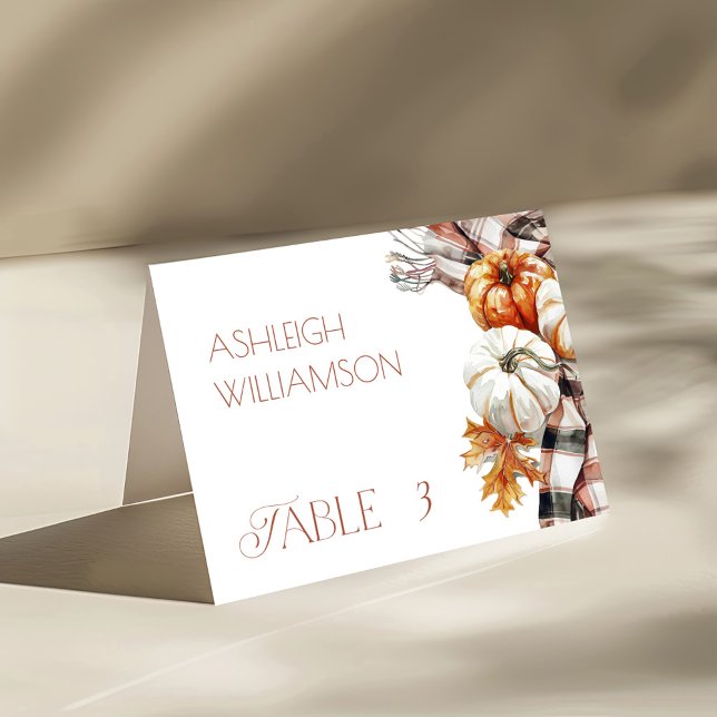 Cartes d'action de grâce d'automne confortables av (Cozy Fall Thanksgiving Place Cards with Pumpkins
)