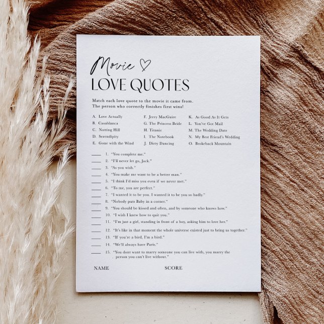 Cartes d'activité de jeu de citations d'amour de f (Créateur téléchargé)