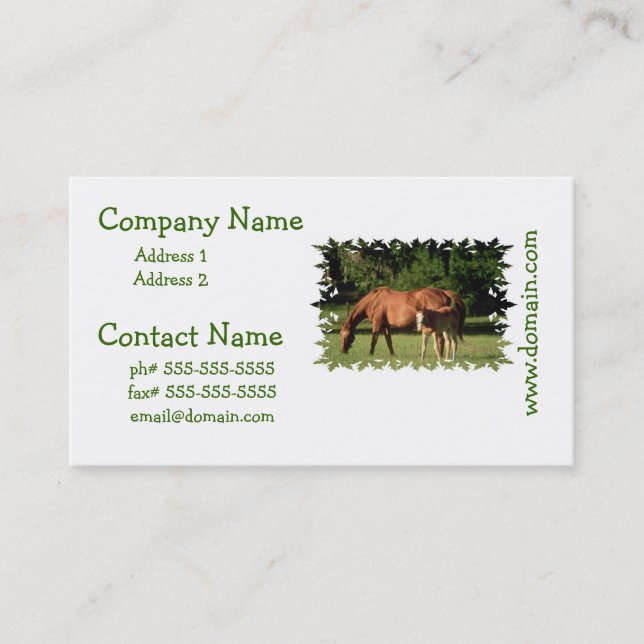 Cartes d'affaire de famille de cheval (Devant)