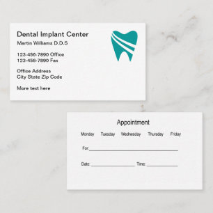 Cartes d'affaires Logo Implant Dentaire Rendez-vou