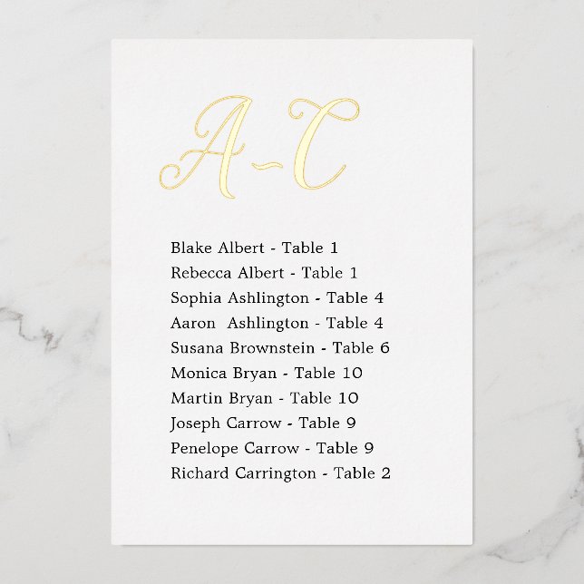 Cartes d'affectation de table pour invités de mari (Recto)