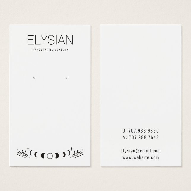 Cartes d'affichage pour bijoux à oreilles céleste (Devant & derrière)