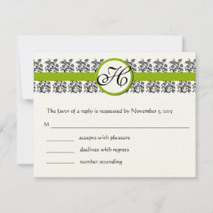 Cartes Damask Green Trim RSVP-Exigez le 5 x 7