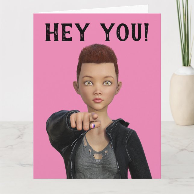 CARTES D'AMITIÉ ANGROGYNOUS COURT HAÏS POUR FILLES (Devant)