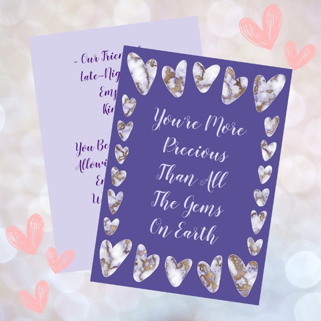 Cartes D'Amitié Des Coeurs Ou D'Amour Violet (Hearts Friendship Or Lover Purple Card)