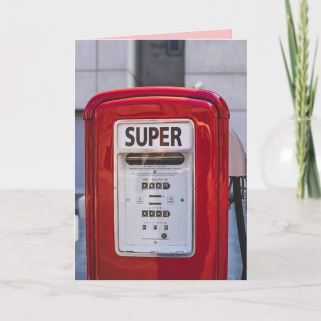 CARTES D'AMUSEMENT D'ANNIVERSAIRE RETRO GAS PUMP (Devant)