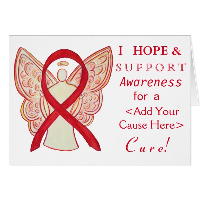 Cartes d'angle de cause personnalisées Red Awarene (Devant horizontal)