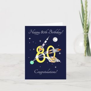 Cartes d'anniversaire 80 ans - Fusées spatiales