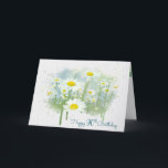 Cartes d'anniversaire 90th White Daisies<br><div class="desc">Gros plan de marguerites blanches dans la prairie de campagne avec cadre aquarelle pour 90ème anniversaire.</div>