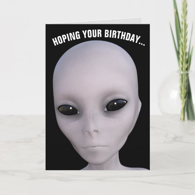 CARTES D'ANNIVERSAIRE ALIEN UFO (Devant)