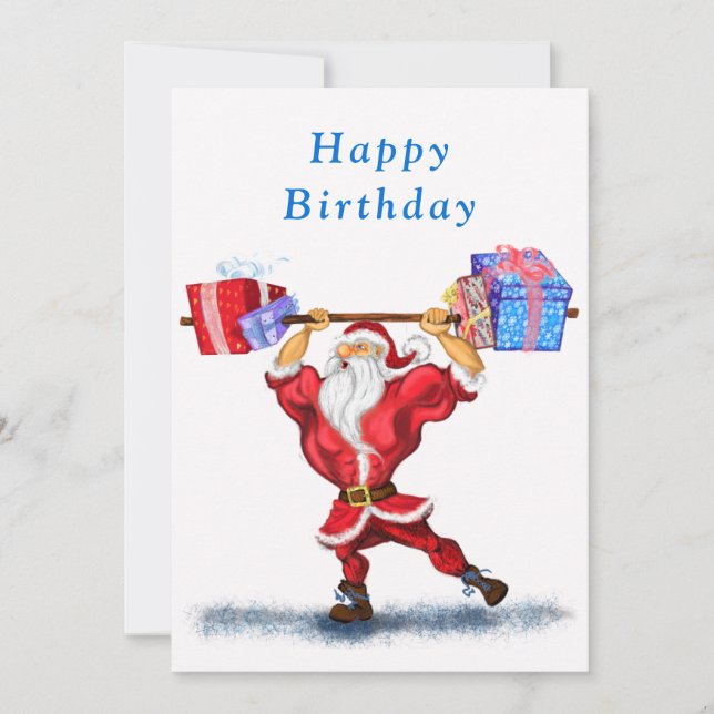 Cartes d'anniversaire amusantes Père Noël avec cad (Devant)