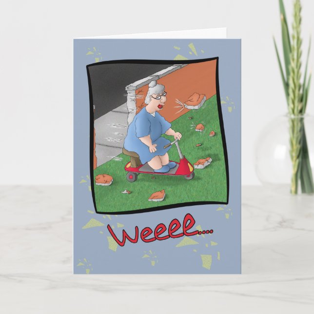 Cartes d'anniversaire amusantes : Scooter Fun (Devant)