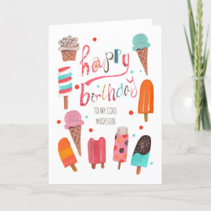 Cartes d'anniversaire avec des sucettes glacées et