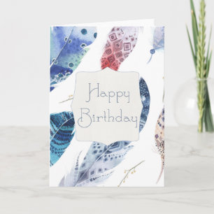 Cartes d'anniversaire bleu et rouge Aquarelle
