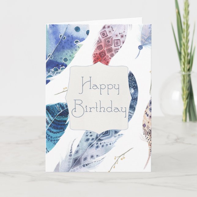 Cartes d'anniversaire bleu et rouge Aquarelle (Devant)