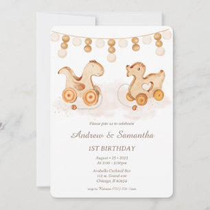 Cartes d'anniversaire Boho pour jumeaux de 1 an