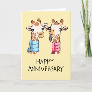 Cartes d'anniversaire de dessin de Giraffes mignon