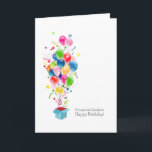 Cartes d'anniversaire de Grandson Ballons colorés<br><div class="desc">Illustration colorée montrant des ballons colorés de différentes formes éclatant d'une boîte cadeau magique. Joie,  bonheur et éclat coloré ! Un cadeau coloré de fête d'anniversaire pour votre petit-fils. Bien sûr de lui faire sourire !</div>