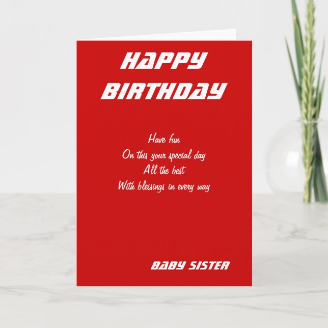 Cartes d'anniversaire de la petite soeur (Devant)