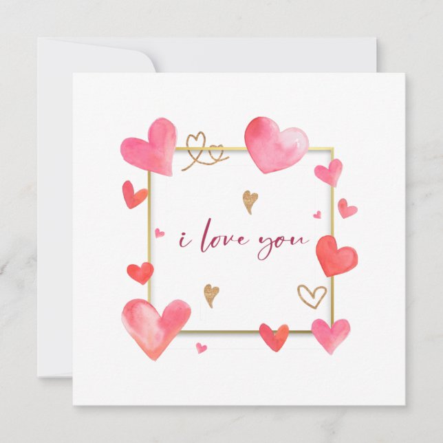 Cartes d'anniversaire de la Saint-Valentin aquarel (Devant)
