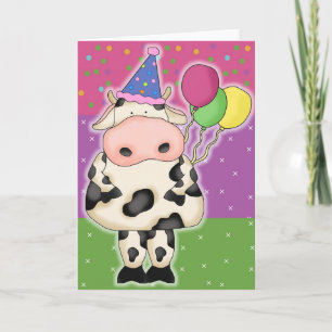 Cartes d'anniversaire de la vache et timbres d'éta