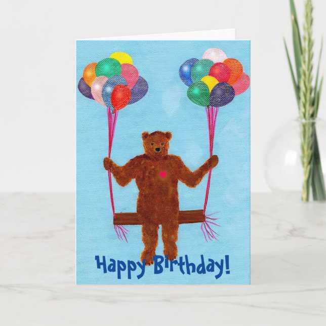 Cartes d'anniversaire de l'ours en peluche mignonn (Devant)