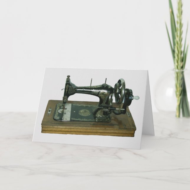 CARTES D'ANNIVERSAIRE DE MACHINE À COUDRE ANTIQUE (Devant)