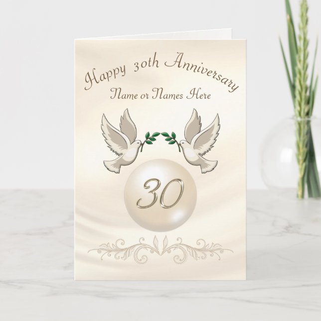 Cartes d'anniversaire de mariage 30 ans Pearl, Per (Devant)